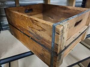 KK Large wooden and metal crate for decor or storage