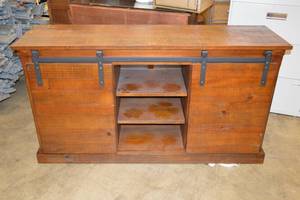 lot 2 image: Sliding Cabinet Entertainment Center