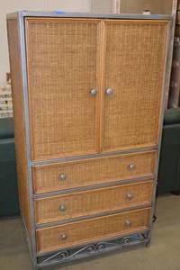 lot 4 image: Wicker Metal Frame WardrobeDresser