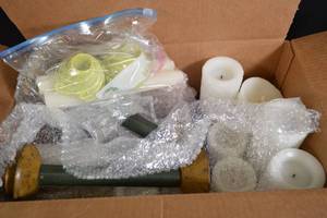 lot 103 image: Box of Assorted Candles - Some Real, Some Electric