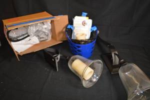 lot 118 image: Assorted Candles, Holders, Bins