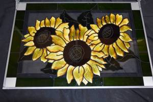 lot 181 image: Stained Glass Mosaic Wall Art Sunflowers