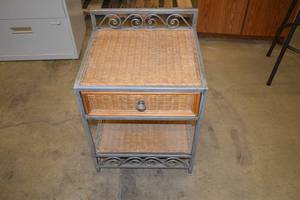 lot 10 image: Wicker Metal Frame Night Stand