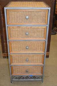 lot 13 image: Wicker Metal Frame Tall Dresser