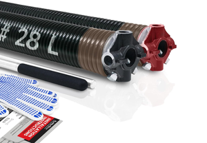 lot 202 image: Pair of 2 Garage Door Torsion Springs Set with Non-Slip Winding Bars & Gloves,