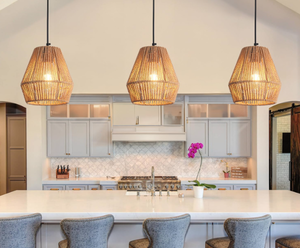 lot 309 image: Heircido 3 Pack of 7 Rattan Pendant Lights