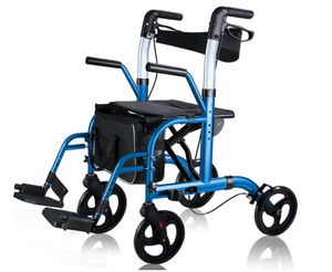 lot 379 image: 2 in 1 Rollator Walker With Padded Seat Adjustable Handle and Reversible Backrest