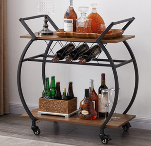 lot 389 image: LVB Bar Cart with Wine Rack, 2 Tier Kitchen Cart on Wheels