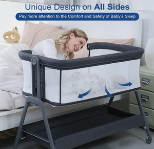 lot 395 image: ANGELBLISS Baby Bassinet Bedside Crib 39L x 23W x 19.5H