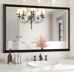lot 324 image: Wansi Shine 40x30 Inch Black Bathroom Mirror for Wall
