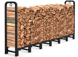 lot 327 image: Fireplace Heavy Duty Firewood Pile Storage Racks For Patio Deck Metal