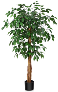 lot 237 image: SOGUYI 4ft Ficus Artificial Trees with Realistic Leaves and Trunk