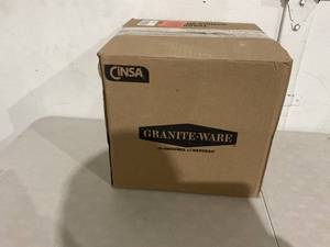 lot 160 image: Granite Ware 15 Qt Heavy Gauge Stock Pot with Lid. (Speckled Black)