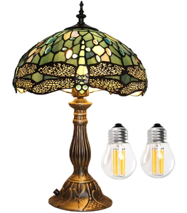 lot 50 image: YingJu Tiffany Lamp Blue Green Stained Glass Table Lamp