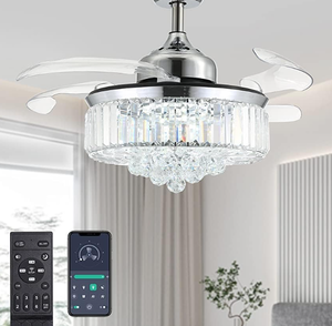 lot 431 image: Moooni Dimmable Fandelier Crystal Ceiling Fans