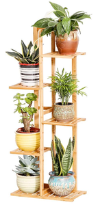 lot 443 image: Bamboo 5 Tier 6 Potted Plant Stand Rack