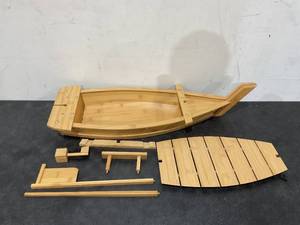 lot 492 image: BAFAFA Wooden Sushi Boat Serving Tray Large