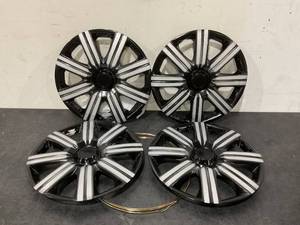 lot 493 image: AIBILUEOS Automotive Hubcap 15 Inch Silver & Black Universal Wheel Covers for Cars - Set of 4