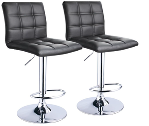 lot 83 image: 2 Leopard Modern Square PU Leather Adjustable Bar Stools