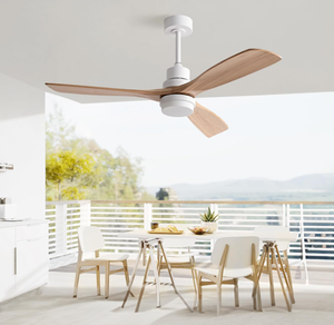 lot 90 image: WERBUY 52 Ceiling fan with lights, Wood ceiling fan