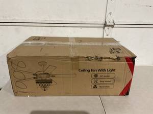 lot 87 image: Matte Black Ceiling Fan Chandelier