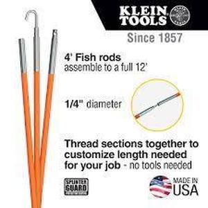 lot 93 image: Klein Tools 12 ft. Lo-Flex Fish Rod Set