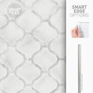 lot 123 image: Set of 6 Smart Tiles Arabesco Marble White 22.56 in. x 11.58 in. Vinyl Peel and Stick Tile 2-pack-221.42 Sq. ft.