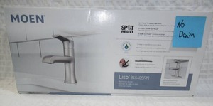 lot 150 image: Moen Liso Single Hole Bathroom Faucet  Spot Resist Brushed Nickel Finish-Missing Drain