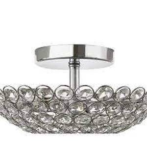 lot 214 image: Hampton Bay Barclay 11 in. 2-Light Chrome and Crystal Semi-Flush Mount