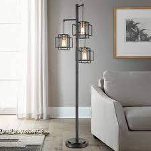 lot 152 image: Kelsey Dual Square 3-Light Floor Lamp