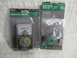 lot 151 image: Combo of Commercial Electric Analog Multimeter and Plug in Tester