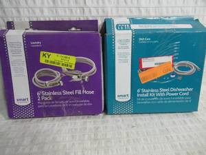 lot 209 image: Set of 2 Six Foot Stainless Steel Dishwasher and Launder Hose Kits