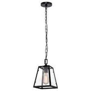 lot 156 image: Hampton Bay Knightley 1-Light Matte Black and Glass Mini Pendant