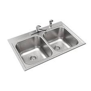 lot 242 image: Elkay Parkway 20-Gauge Stainless Steel 33 in. Double Bowl Drop-No Faucet or Sprayer