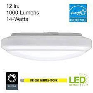 lot 238 image: Commercial Electric 12 in. 14-Watt Square LED Flush Mount Ceiling Light 1000 Lumens 4000K Bright White Dimmable