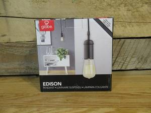 lot 253 image: Globe Electric 1-Light Vintage Edison Matte Black Mini Pendant
