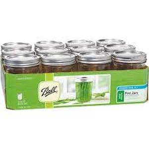 lot 255 image: Ball 16oz 11pk Glass Wide Mouth Mason Jar with Lid and Band