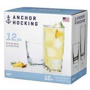 lot 252 image: Anchor Hocking 11pc Rio Drinkware Set, 11pc Rio Drink Set-1 HighBall is Missing was Broken