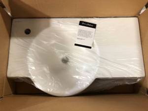 Swiss Madison Chateau 29.31 in. Left Side Faucet Wall-Mount Ceramic Rectangular Bathroom Vessel Sink in Glossy White  Customer Returns See Pictures