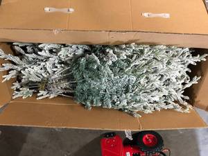 Home Decorators Collection 9 ft. Pre-Lit LED Kenwood Fraser Flocked Artificial Christmas Tree   Customer Returns See Pictures