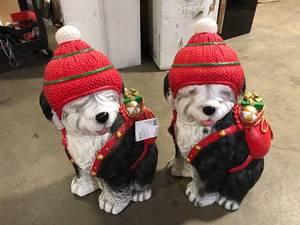 Lot of 2 Home Accents Holiday 2.5 ft. Christmas Sheep Dog with LED Lights  Customer Returns See Pictures