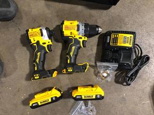 DEWALT 20V MAX XR Cordless DrillDriver, ATOMIC Impact Driver 2 Tool Combo Kit, (2) 2.0Ah Batteries, Charger, and Bag Customer Returns See Pictures