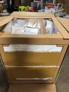 Glacier Bay All-in-One 24.2 in. x 21.3 in. x 33.8 in. Stainless Steel Laundry Utility Sink and Cabinet  Customer  Returns See Pictures
