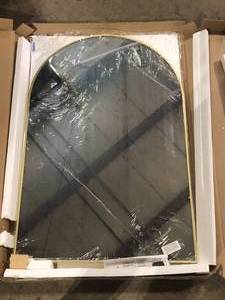 XRAMFY 24 in. W x 36 in. H Arched Gold Aluminum Alloy Framed Wall Mirror Customer Returns See Pictures