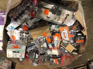 Gaylord of Assorted Door Handles and Hardware Various Models and Conditions   Customer Returns See Pictures