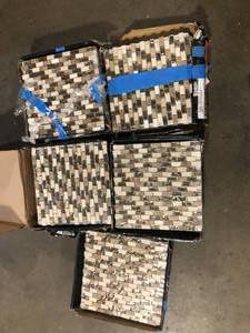 Lot of Jeffrey Court Molten 11.875 in. x 11.25 in. Interlocking Cream GlassCream and Emperador Marble Mosaic Tile (.927 sq. ft.Each) Customer Returns See Pictures