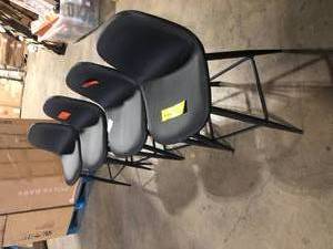 Lot of Lumisource Pebble 23.75 in. Black Faux Leather and Black Metal Counter Stool (Set of 2)  Customer Returns See Pictures