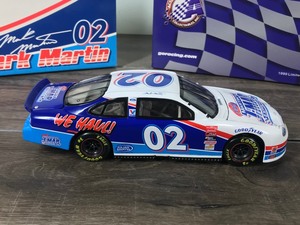 lot 112 image: 1999 Nascar Action Racing Collectible Mark Martin Ford Taurus #02  J-Mar Express 124 scale die cast stock car