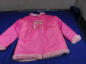 lot 179 image: New girls reversable Barbie jacket with Barbie doll jacket