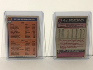 lot 365 image: 2 - O.J. Simpson Football Cards